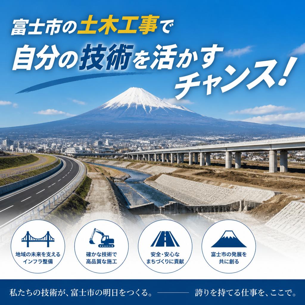 富士市の土木工事で自分の技術を活かすチャンス！